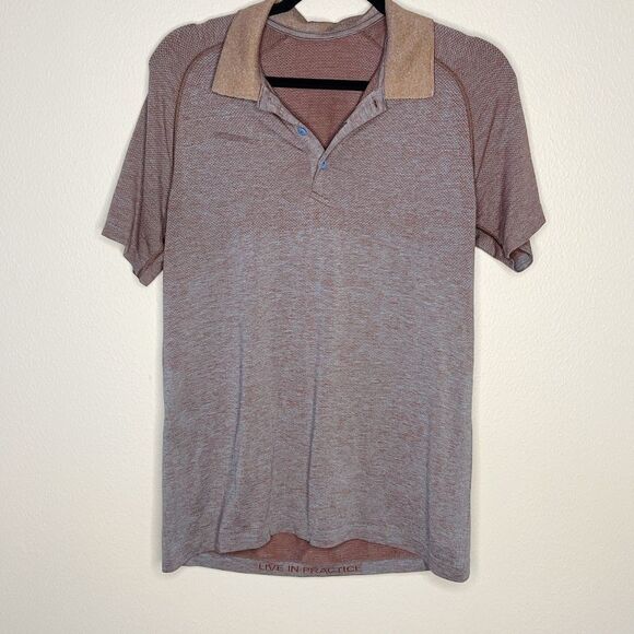 Lululemon Metal Vent Tech Polo Shirt 2.0 Size M Date Brown / Blue Nile - Picture 6 of 9